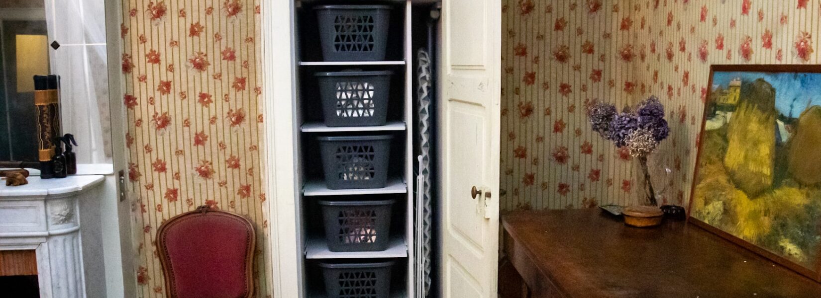 Creating a laundry sorting station in an old wardrobe